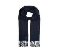 Tom Tailor - Winterschal mit Fransen und kleinem Logo-Label blau - Gr. - ONE SIZE