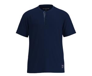 TOM TAILOR Herren Schlafanzug, kurz - Shorty, Pyjama, Baumwolle, Henley-Kragen, Single Jersey Blau / XL XL Blau