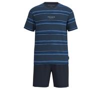TOM TAILOR Herren Schlafanzug, kurz - Shorty, Pyjama, Rundhalsausschnitt, Baumwolle, Single Jersey Blau / M M Blau