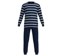 Schlafanzug TOM TAILOR "Pyjama Pyjama lang Rundhalsausschnitt", Herren, Gr. L, bunt (blau, weiß), Obermaterial: 100% Baumwolle CO., Homewear-Sets Schlafanzug (82278524-L) blau, weiß