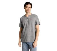 Tom Tailor - Henley T-Shirt mit feinem Streifenmuster white tarmac grey fine stripe - Gr. - XL