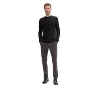 TOM TAILOR Herren Slim Fit Chino Hose aus Stretch Piqué mit Gürtel, 36160 - Grey Black Zig Zag Structure, 33/32