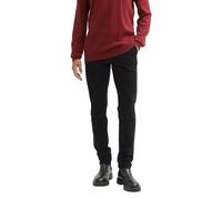 Chinohose TOM TAILOR "TRAVIS", Herren, Gr. 32, Länge 32, schwarz, Obermaterial: 97% Baumwolle, 3% Elasthan. Futter: 100% Baumwolle, unifarben, casual, regular fit knöchellang, Hosen, mit Gürtel (86315