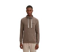 TOM TAILOR Herren Snood Strickpullover mit Brusttasche 1033654, 30644 - Brown Melange Structure, XL