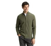 Strickjacke TOM TAILOR, Herren, Gr. L, tea leaf melange, Strick, Obermaterial: 100% Baumwolle, meliert, regular fit taillenbedeckt, ohne Ausschnitt, Rippbündchen, Strickjacken Strickjacke, mit Logo St