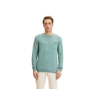 TOM TAILOR Herren Strickpullover mit Brusttasche 1029735, 29282 - Soft Green White Fine Mouline, XL