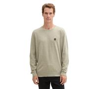 TOM TAILOR Herren Strickpullover mit Logo-Badge, 36912 - Prairie Grass Green Melange, L