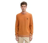 Tom Tailor Herren Strickpullover mit Logo-Badge, 37026 - Pumpkin Orange Multicolor, L