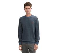 TOM TAILOR Herren Strickpullover mit Logo-Badge, 37030 - Navy Blue Green Multicolor, S