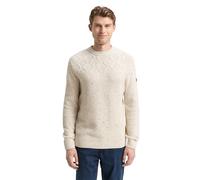 TOM TAILOR Herren Strickpullover mit Strukturmix, weiß, Meliert, Gr. XXL