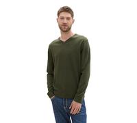 TOM TAILOR - Strickpullover mit V-Ausschnitt rosin green melange M