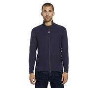 TOM TAILOR Herren Strukturierte Strickjacke mit Stehkragen 1020418, 10690 - Knitted Navy, M