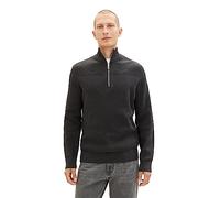 TOM TAILOR Herren Strukturierter Strick-Pullover mit Troyer-Kragen