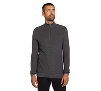 TOM TAILOR Herren Strukturierter Troyer Pullover 1027940, 10617 - Black Grey Melange, L