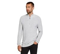 TOM TAILOR Herren Strukturierter Troyer Pullover 1027940, 14427 - Light Soft Grey Melange, M