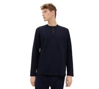 TOM TAILOR Herren Strukturiertes Langarmshirt mit Henley-Ausschnitt, sky captain blue, L