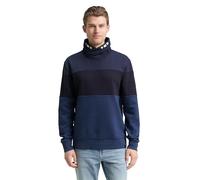 Sweatshirt TOM TAILOR, Herren, Gr. M, ocean blau, Sweatware, Obermaterial: 65% Baumwolle, 35% Polyester, colorblocking, regular fit normal, ohne Ausschnitt, Rippbündchen, Sweatshirts, mit Logo Sticker