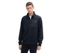 Tom Tailor Regular Fit Strickjacke mit Fleece-Futter und Label-Patch in Dunkelblau, Größe XL