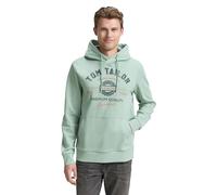 Kapuzensweatshirt TOM TAILOR, Herren, Gr. XL, grün (dust grün), Sweatware, Obermaterial: 70% Baumwolle, 30% Polyester, casual, regular fit taillenbedeckt, ohne Ausschnitt, Langarm Bündchen, Sweatshirt