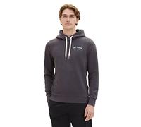 TOM TAILOR Herren 1037751 Sweatshirt Hoodie mit Logo-Print, 11086-Dark Grey Melange, L