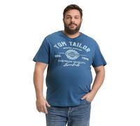 Tom Tailor - T-Shirt mit Logo-Print real teal blue - Gr. - M