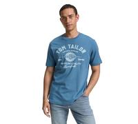 Tom Tailor - T-Shirt mit Logo-Print real teal blue - Gr. - M