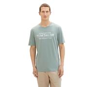 TOM TAILOR Herren T-Shirt mit Logo-Print, 12960 - Dark Smoke Green, M