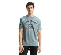 TOM TAILOR Herren T-Shirt mit Logo-Print aus Baumwolle, grey mint, M