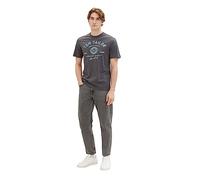 TOM TAILOR Herren T-Shirt mit Logo-Print aus Baumwolle, Tarmac Grey, L
