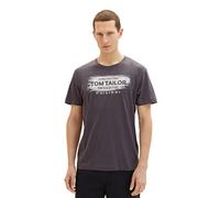 TOM TAILOR Herren T-Shirt mit Logo-Print aus Baumwolle, Tarmac Grey, XL