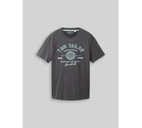 Tom Tailor T-Shirt mit Logo-Print, 100% Baumwolle, Rundhals, Tarmac Grau L