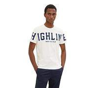 TOM TAILOR Herren T-Shirt mit Print, 11186 - Blanc De Blanc White, M