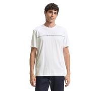 TOM TAILOR Herren T-Shirt mit Streifen-Print & Logo, 20000 - White, XL