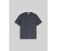 Kurzarmshirt TOM TAILOR, Herren, Gr. L, navy braun weiß stripes, Single Jersey, Obermaterial: 48% Baumwolle, 48% Polyester, 4% Elasthan, gestreift, regular fit hüftbedeckend, Rundhals, abgesteppte Kan
