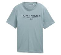 TOM TAILOR Herren T-Shirt - T-Shirt with Print, Rundhals, Regular Fit, Baumwolle L Grün