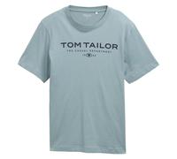 TOM TAILOR Herren T-Shirt - T-Shirt with Print, Rundhals, Regular Fit, Baumwolle Mintgrün 2XL