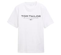 TOM TAILOR Herren T-Shirt - T-Shirt with Print, Rundhals, Regular Fit, Baumwolle XXXL Weiß