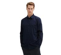 TOM TAILOR Herren 1042668 Tailliertes Hemd mit Alloverprint, 36038-Navy Dot Design, XL