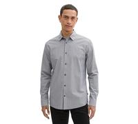 Tom Tailor Herren Tailliertes Hemd mit Alloverprint,36040 - Navy White fine Check, XL