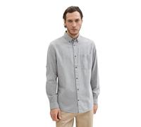 TOM TAILOR Herren Tailliertes Hemd mit Turn-Up Ärmeln, navy horizontal structure, L