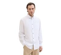 TOM TAILOR Herren Tailliertes Hemd mit Turn-Up Ärmeln, White, M