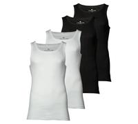 TOM TAILOR Herren Tanktop, 4er Pack - Unterhemd, Garron S, einfarbig Weiß/Schwarz / 2XL XXL Weiß