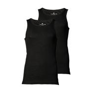 TOM TAILOR Herren Tank-Top, Baumwolle, Doppelripp, schwarz, Uni, 2er Pack S