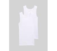 Tom Tailor Herren Tank-Top Baumwolle Doppelripp Weiß Uni 2er Pack L