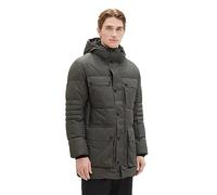 TOM TAILOR Herren Technical Winterparka mit aufgesetzten Taschen, grey garment dye structure, XL