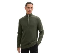 Tom Tailor Herren Troyer Strickpullover aus Baumwolle, 36230 - Rosin Green Melange, M