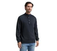 Tom Tailor Herren Troyer Strickpullover im Washed-Look aus Baumwolle Sky Captain Blue XL