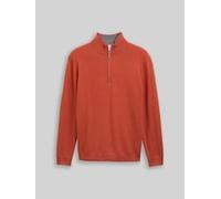TOM TAILOR Herren Troyer Strickpullover mit Kaschmir-Anteil, orange, Meliert, Gr. XXXL
