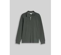 TOM TAILOR Herren Troyer Sweatshirt aus Baumwolle, grün, Uni, Gr. M