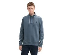 TOM TAILOR Herren Troyer Sweatshirt mit Logo-Badge, 27604 - Stormy Blue, XL